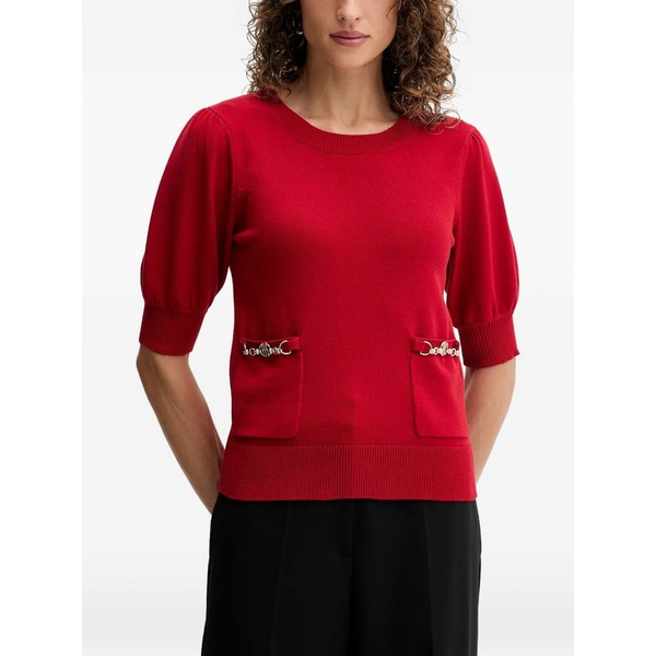 フラコミーナ レディース プルオーバー トップス Side-pocket puff-sleeve t-shirt Red