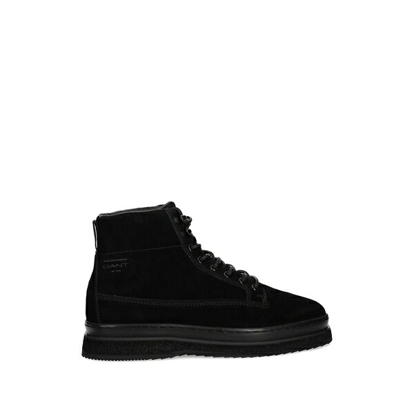 ガント メンズ ブーツ シューズ Logo-detail lace-up boots Black|asty