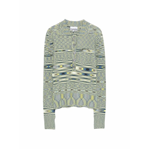 ガニー レディース スポーツシャツ トップス Long-sleeve knit polo top Yellow