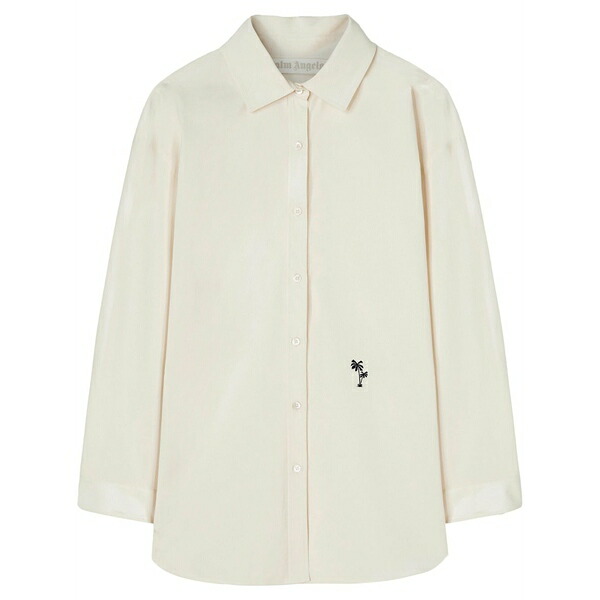 パーム・エンジェルス レディース シャツ トップス Palms-embroidered poplin shirt Neutrals|asty