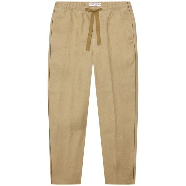 オールバー ブラウン メンズ カジュアルパンツ ボトムス Alex linen trousers Neutrals｜asty