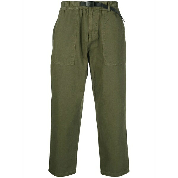 グラミチ メンズ カジュアルパンツ ボトムス Elasticated drawstring-waistband trousers Green|asty