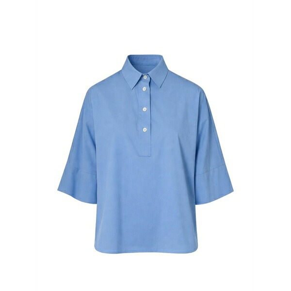 グランサッソ レディース スポーツシャツ トップス Collared short-sleeve polo top Blue
