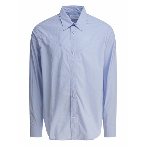 エヌエヌ77 メンズ シャツ トップス Organic-cotton shirt Blue|asty