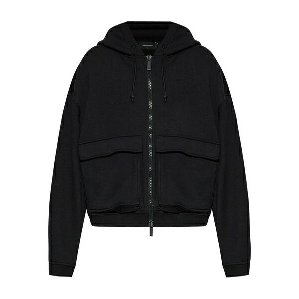 ディースクエアード メンズ ジャケット&ブルゾン アウター Hooded ribbed jacket Black|asty