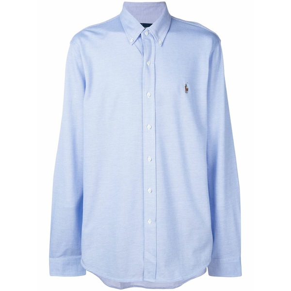 ラルフローレン メンズ シャツ トップス Logo-embroidered button-down shirt Blue
