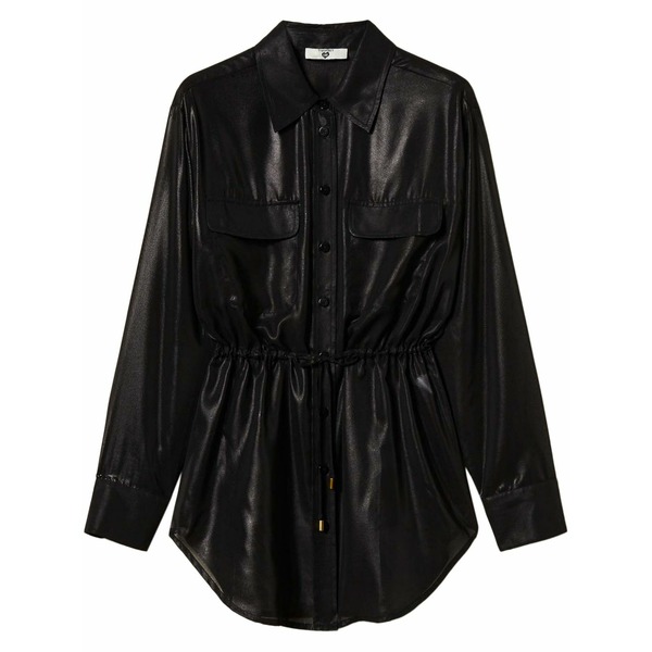 ツインセット レディース シャツ トップス Semi-sheer shirt Black|asty
