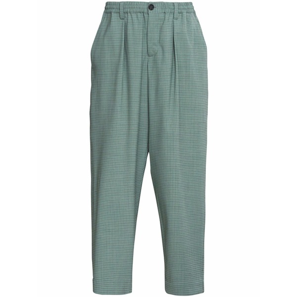 マルニ メンズ カジュアルパンツ ボトムス Grid-pattern mid-rise pants Green｜asty