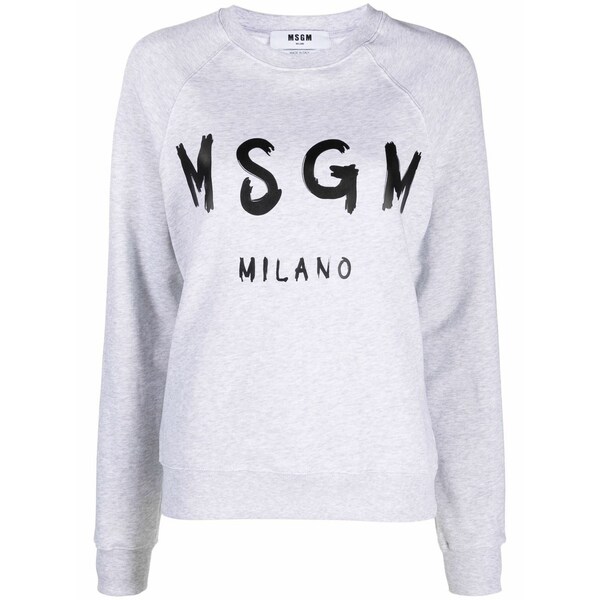 エムエスジイエム レディース ニット&セーター アウター Logo print sweatshirt Grey|asty