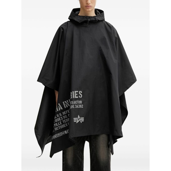 アルファインダストリーズ メンズ ジャケット&ブルゾン アウター Logo-print rain hooded jacket Black|asty