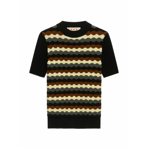 マルニ レディース ニット&セーター アウター Black wool jumper with 3d wave Black｜asty