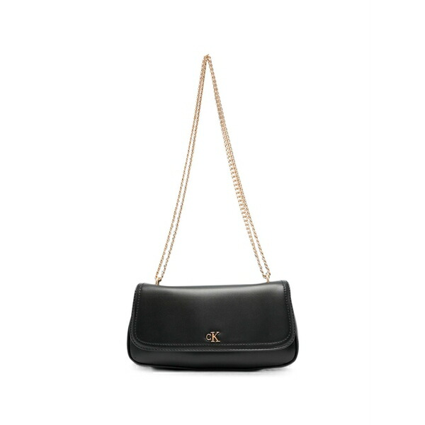 カルバンクライン レディース ショルダーバッグ バッグ Small logo-plaque chain-strap shoulder bag Black|asty