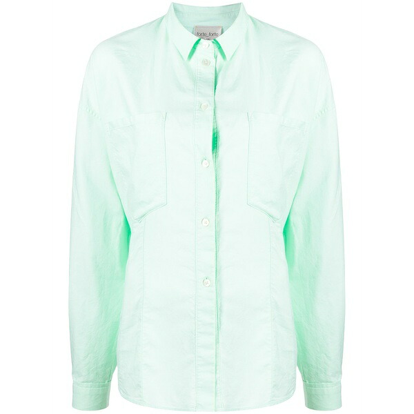 フォルテ フォルテ レディース シャツ トップス Chest-pocket longsleeved shirt Green|asty