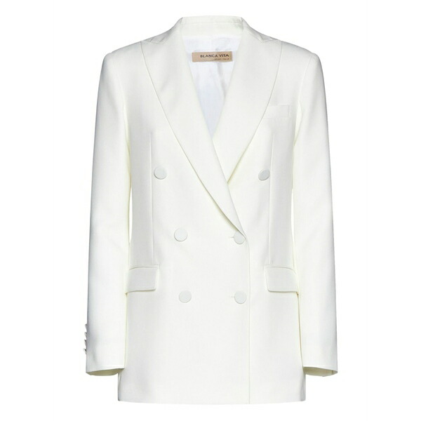 ブランカ ヴィータ レディース ジャケット＆ブルゾン アウター Double-breasted blazer White｜asty