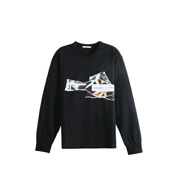 ジバンシー メンズ Tシャツ トップス Graphic-print long-sleeve t-shirt Black｜asty