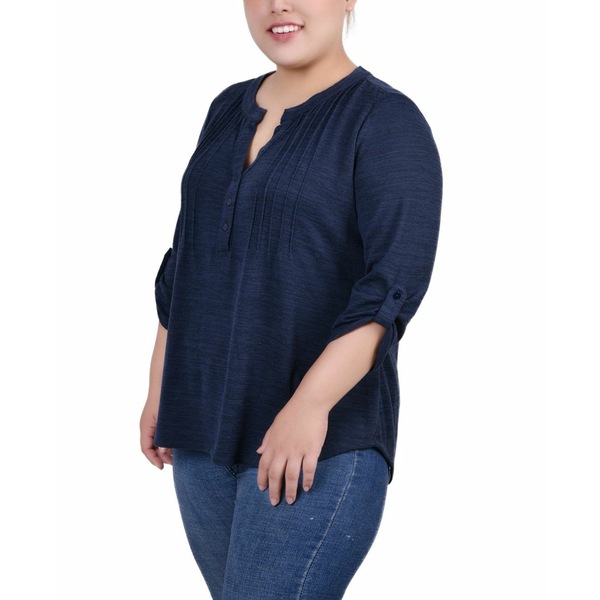 変更OK ニューヨークコレクション カットソー トップス レディース Plus Size Raglan Sleeve Split Neck Blouse  Oxford Tan 通販