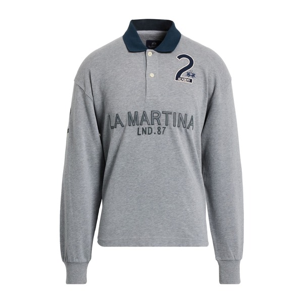 【送料無料】 ラ マルティーナ メンズ Tシャツ トップス Polo shirts Grey｜asty