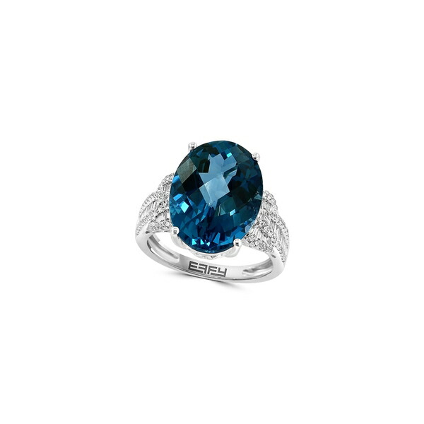 エフィー レディース リング Pave Gold Blue Topaz 0.50 14K White 