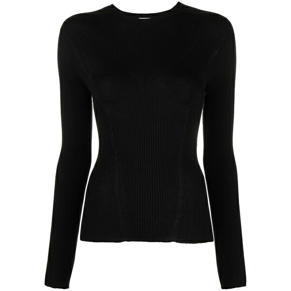 ランバン レディース 編み物\u0026スウェーター アウター Long-sleeve ribbed-knit top Black