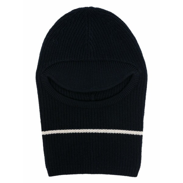 プランシー レディース 鳥打ち帽 付属物 Two-tone striped ribbed-knit balaclava Blue