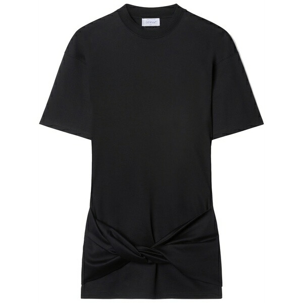 オフホワイト レディース ワンピース トップス Arrow twisted t-shirt dress Black｜asty