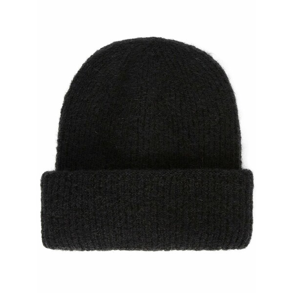 エムエスジイエム レディース かぶり笠 付属品 Turn-up knitted beanie Black