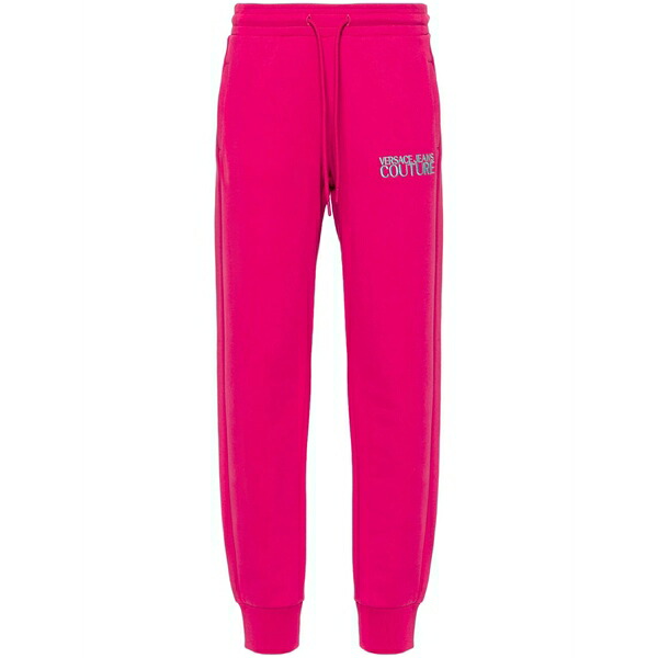 呼びりん探し回る レディース 心地好いズボン下 ボトムス Embroidered-logo track pants Pink
