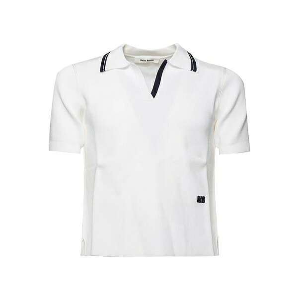 ウェールズ ボナー レディース スポーツシャツ トップス Short-sleeved polo shirt White