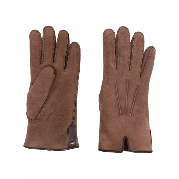 カナーリ メンズ グローブ 付属物 Seam-detail suede gloves  Brown