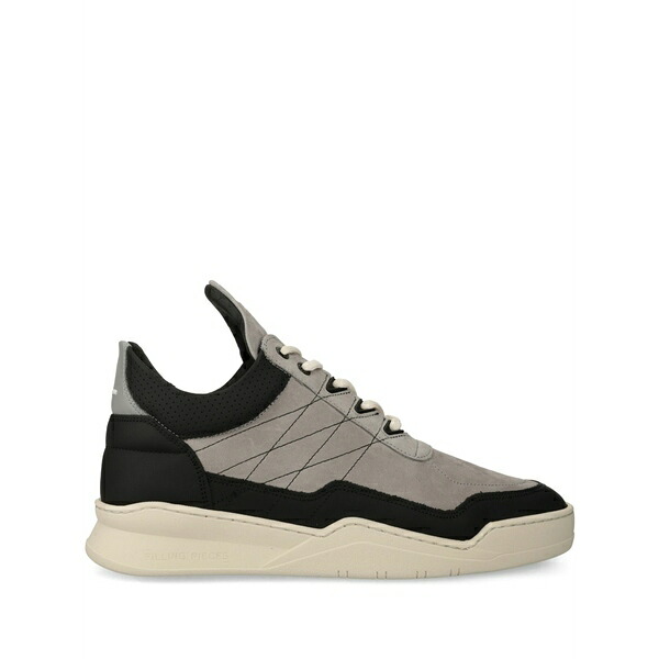 フィリングピース メンズ スニーカー シューズ Logo-embroidered sneakers Grey|asty