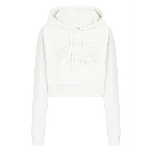 ジーシーディーエス レディース パーカー・スウェットシャツ アウター Logo-embroidered hoodie Neutrals
