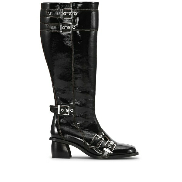 ガニー レディース ブーツ シューズ Double-buckle knee-high boots Black