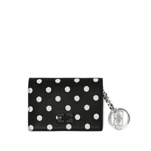 ガニー レディース 紙入れ 付属品 Polka-dot logo-charm wallet Black