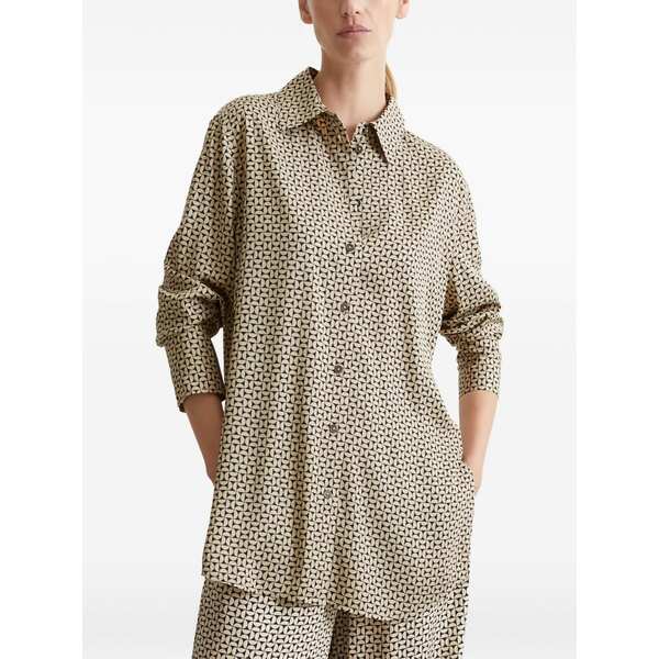 マルコポーロ レディース シャツ トップス Patterned button-up shirt Neutrals｜asty