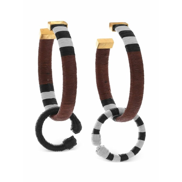 ジョハンナ・オーティズ レディース ピアス&イヤリング アクセサリー color parallelism striped hoop earrings Brown|asty