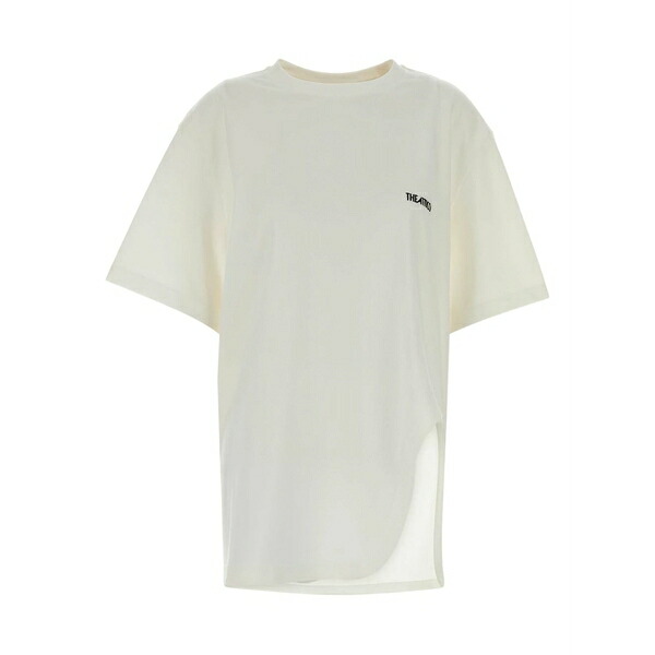 ジ アティコ レディース Tシャツ トップス Slit crew-neck t-shirt White|asty
