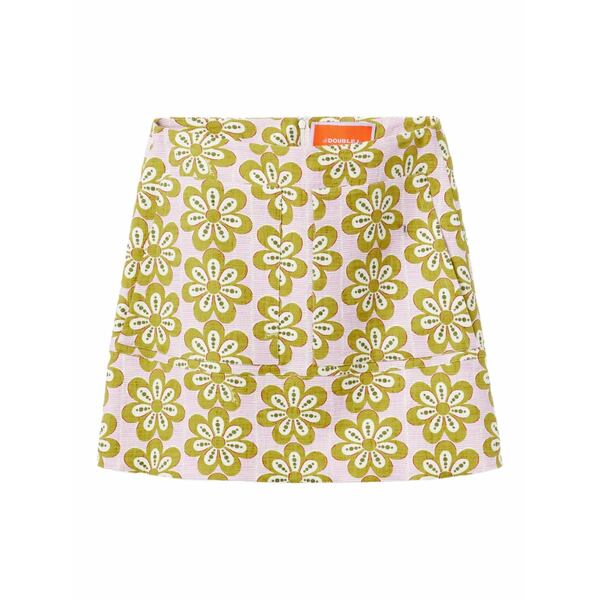 ラ・ダブル・ジェイ レディース スカート ボトムス Floral-print cotton-blend skirt Pink｜asty