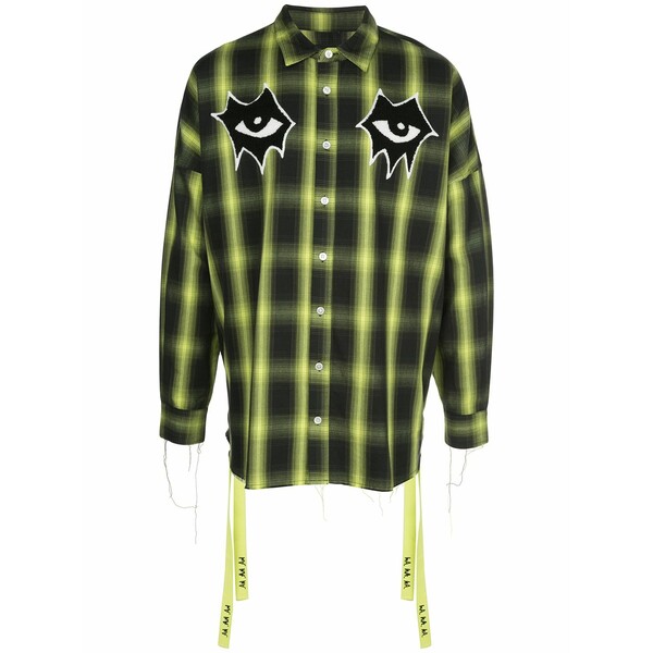 ハクーラ メンズ シャツ トップス Signature eyes checked shirt Green｜asty