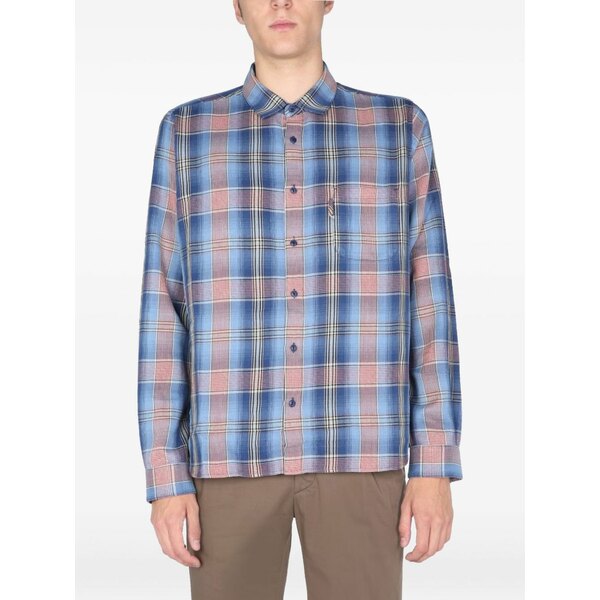 ワイエムシー メンズ プルオーバー トップス Checked-pattern pocket shirt Blue