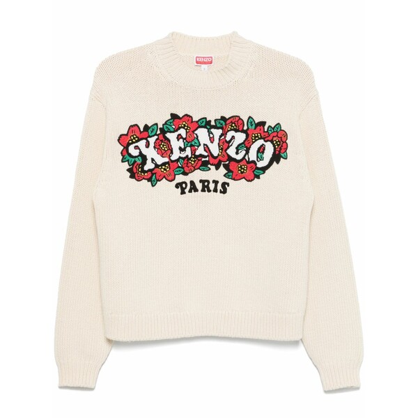 ケンゾー レディース 編み物\u0026プルオーバー アウター X verdy logo-patch sweater Neutrals