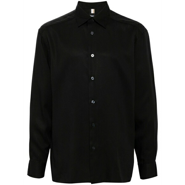 ボス メンズ シャツ トップス Long sleeve cotton shirt Black