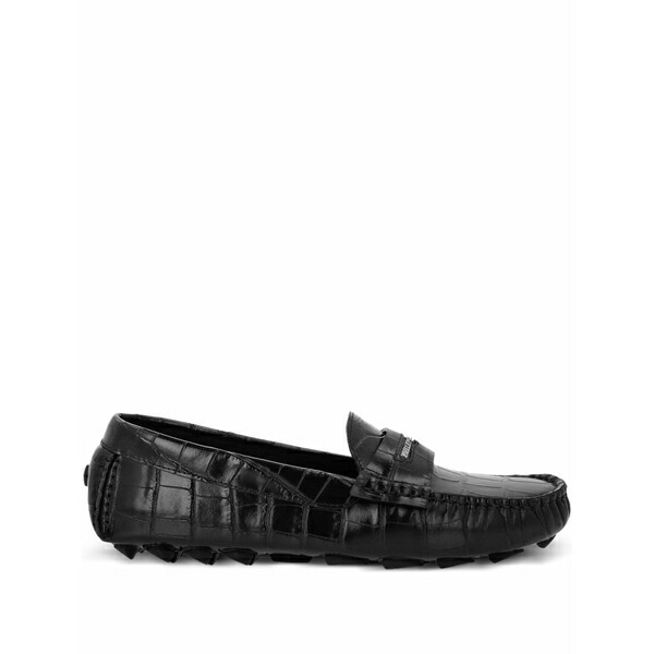 フィリップ飾り気の無い レディース スリッポン・ローファー シューズ Crocodile-embossed loafers Black
