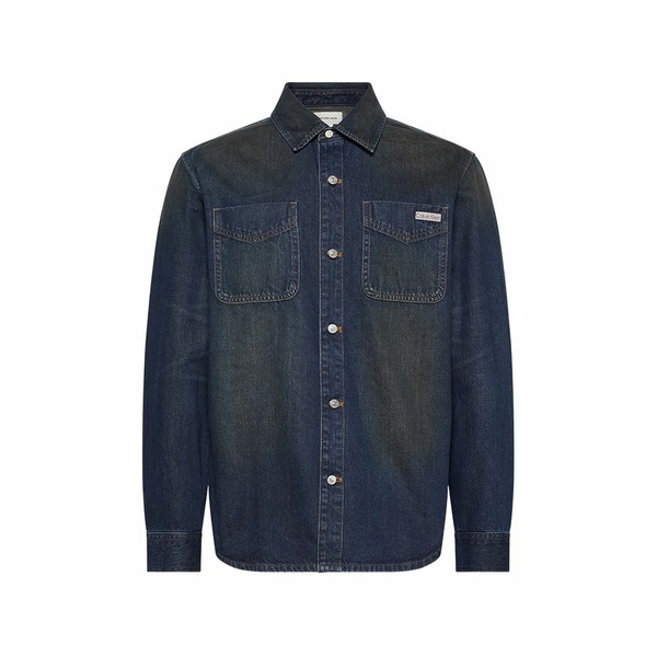 カルバンクライン メンズ ジャケット&ブルゾン アウター Flap-pocket overshirt Blue|asty
