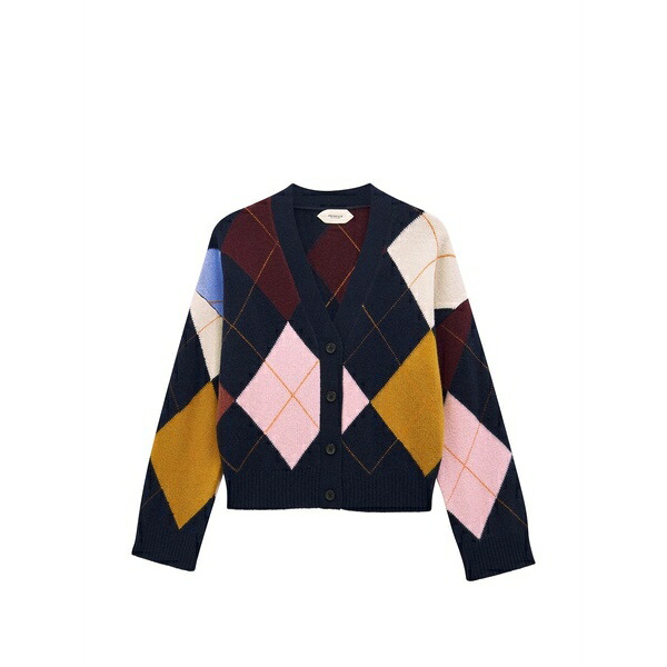 プリングル オブ スコットランド レディース カーディガン アウター Argyle buttoned cardigan Blue｜asty