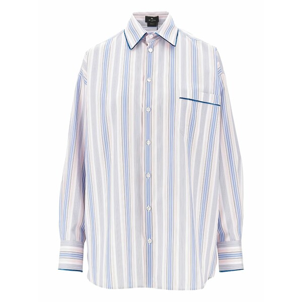 エトロ レディース シャツ トップス Striped collar shirt Blue|asty