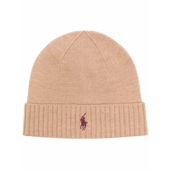 ラルフローレン メンズ 帽子 アクセサリー Polo poly-embroidered beanie Brown|asty