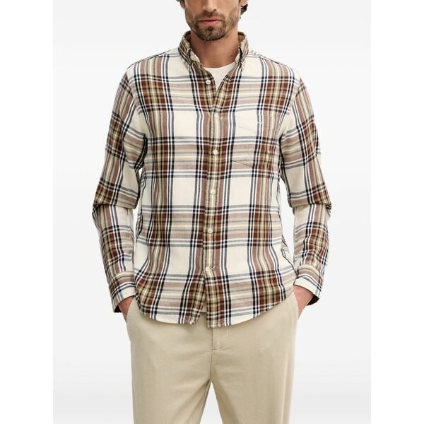 ガント メンズ シャツ トップス Checked chest-pocket shirt Neutrals