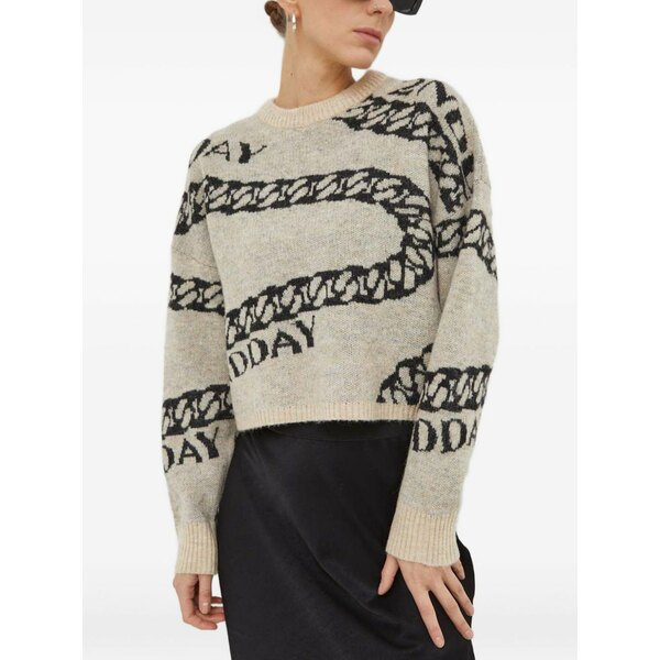 デイ・ビルゲール・エ・ミッケルセン レディース ニット&セーター アウター Chain-graphic sweater Neutrals|asty