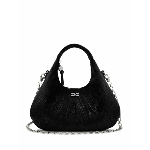 ガニー レディース トートバッグ バッグ Mini logo-detail chain tote bag Black｜asty