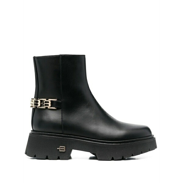 ボールディーニ レディース ブーツ シューズ Logo chain-embellished ankle boots Black